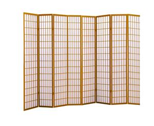 Levede 8 Panel Room Divider Screen Door Stand Privacy Fringe Wood Fold Natural