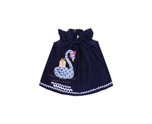 Lilly And Sid Cord Swan Applique Dress