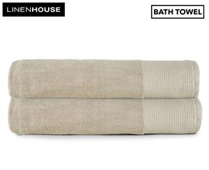 Linen House Waffle Bath Towel 2-Pack - Taupe