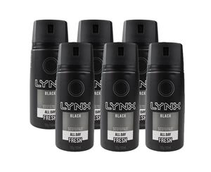 Lynx 100g Body Spray Black For Him Mens Deodorant (6 Pack)