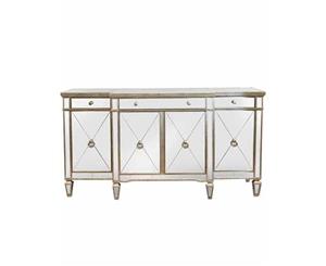 MIRRORED SIDEBOARD ANTIQUED RIBBED