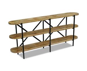 Mango Wood Sideboard Display Shelf Rack Steel Frame Handmade Industrial