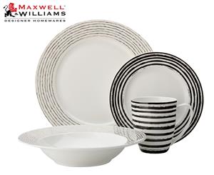 Maxwell & Williams Tresor Rim 16-Piece Dinner Set - Black/White Stripe