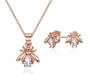 Mestige Firefly Necklace & Earring Set w/ Swarovski Crystals - Rose Gold