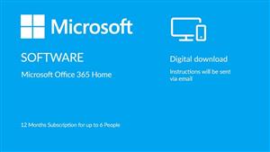 Microsoft Office 365 Home Digital Download - 12 Months Subscription for Up to 6 People