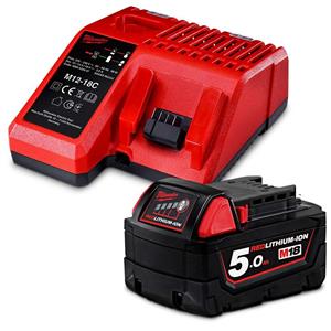 Milwaukee 18V 5.0Ah Red Lithium-Ion Battery Starter Pack M18SP501B