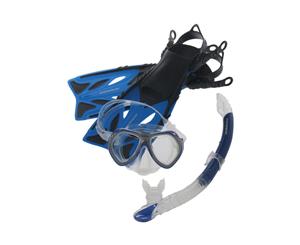 Mirage Crystal Junior Mask Snorkel and Fins Set Blue L/XL