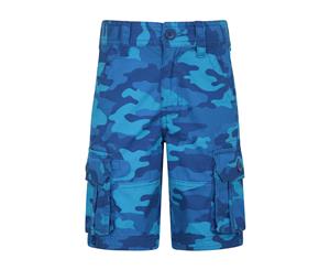 Mountain Warehouse Camo Cargo Kids Shorts - Made from 100% Cotton - Blue