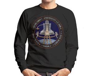 NASA STS 64 Discovery Mission Badge Distressed Men's Sweatshirt - Black