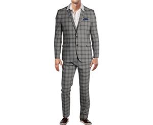Nick Graham Mens Big & Tall Plaid Slim Fit Two-Button Suit