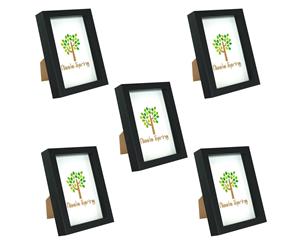 Nicola Spring Box Picture Glass Photo Frame Standing & Hanging - Black - for 5x7" (13x18cm) Photos - Pack of 5