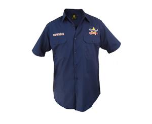 North QLD Queensland Cowboys NRL Short Sleeve Button Work Shirt Navy