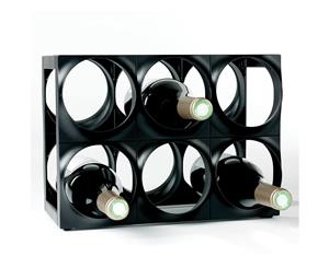 Nuance 6 Bottle Plastic Wine Rack Bar Organiser Storage Holder Shelf Stand Black