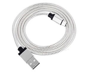 Nylon Braided Micro USB Cable - 2M Silver