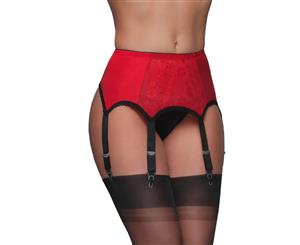 Nylon Dreams NDL8 Red Lace 6 Strap Suspender Belt