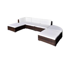 Outdoor Lounge Set 16 Pieces Brown Poly Rattan Wicker Couch Table