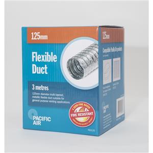 Pacific Air 3m x 125mm Aluminium Foil Flexible Duct