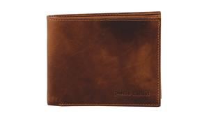 Pierre Cardin Rustic Leather Bi-Fold Men Wallet - Chestnut