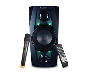 Portable Bluetooth Party Speaker with FM Radio Flashing Lights Wireless Microphone ED801