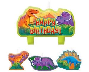 Prehistoric Dinosaurs Candle Set Happy Birthday Mini Moulded Set 4pk