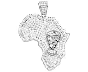 Premium Bling 925 Sterling Silver Africa Pendant - Silver