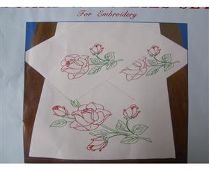 Preprinted Stamped Embroidery Doily Hand Stitching ROSES with Broadcloth Fabric