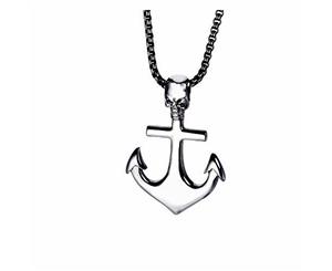 Punk Ornaments Skull Ship's Anchor Pendant Mens Necklace - 24 Inch