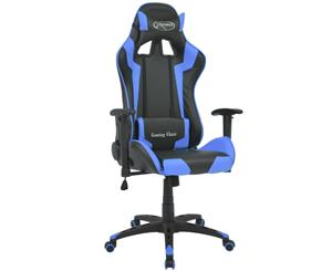 Reclining Racing Gaming Chair Artificial Leather Blue Computer Seating