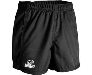 Rhino Mens Auckland Active Performance Sporty Rugby Shorts - Black
