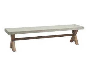 Rhodes 2.2M Outdoor Poly Cement Bench Seat With Timber Legs - Outdoor Polycement Tables