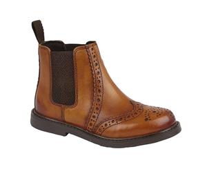 Roamers Boys Leather Ankle Boots (Tan) - DF1869
