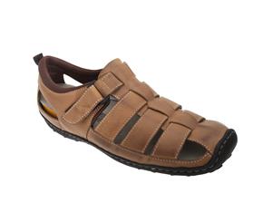 Roamers Mens Touch Fastening Closed Toe Sandals (Brown) - DF1169