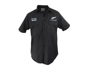 Rugby Union ALL Blacks NRL Short Sleeve Button Work Shirt BLACK