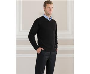 Russell Collection Mens V-Neck Knitted Pullover Sweatshirt (French Navy) - BC1012
