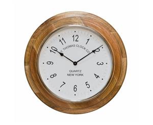 SAINT THOMAS Large 66cm Round Wall Clock with Wooden Surround and White Face