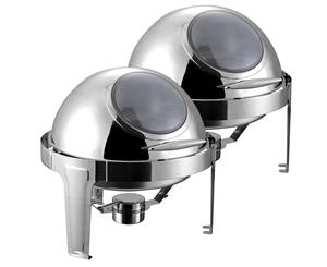 SOGA 2X 6L Round Chafing Stainless Steel Food Warmer with Glass Roll Top