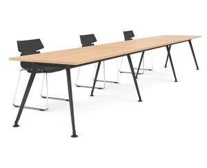 San Fran - Executive 3 Person Training / Meeting Room Table Black Legs [3600L x 700W] - maple