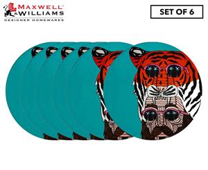 Set of 6 Maxwell & Williams Mulga The Artist Tiger Man Ceramic Round Coasters