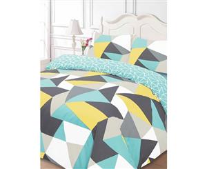 Shapes Geometric Double Duvet Cover and Pillowcase Set - Blue