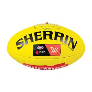 Sherrin AFLW Leather Replica Game Ball Yellow 4