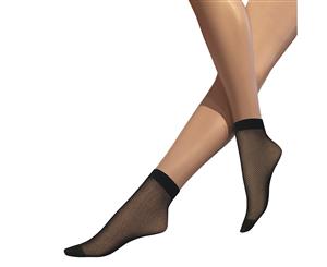 Silky Womens/Ladies Fishnet Lurex Ankle High Socks (1 Pair) (Black) - LW451