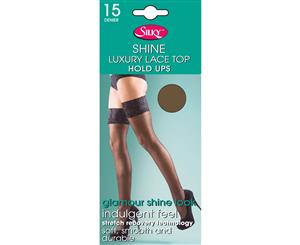Silky Womens/Ladies Shine Lace Top Hold Ups (1 Pair) (Nude) - LW256