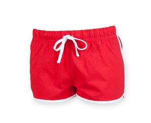 Skinni Minni Childrens/Kids Retro Sports Shorts (Red / White) - RW4753