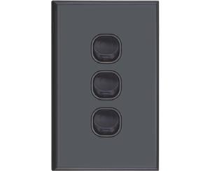 Slim Black Vertical Three Gang Wall Plate with Switch