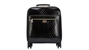Slovenia Patent Faux Leather Trolley Travel Bag - Black