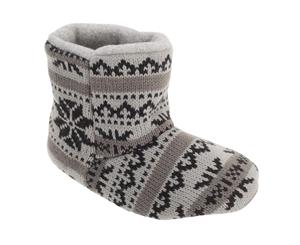 Slumberzzz Boys Fair Isle Pattern Slipper Boots (Grey/Black) - SL506