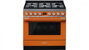 Smeg 900mm Portofino Pyrolytic Freestanding Cooker - Burnt Orange