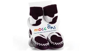 Sock Ons Mocc Ons Cow Print Slipper Socks - 6-12 Months