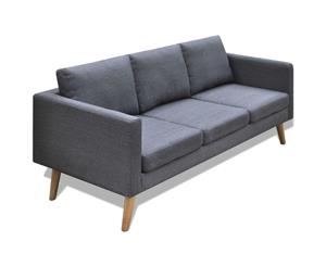 Sofa 3-Seater Fabric Dark Grey Home Couch Lounge Suite Seat Furniture