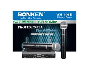 Sonken 600D-6 Pro UHF Wireless Microphones (2) and Receiver Unit